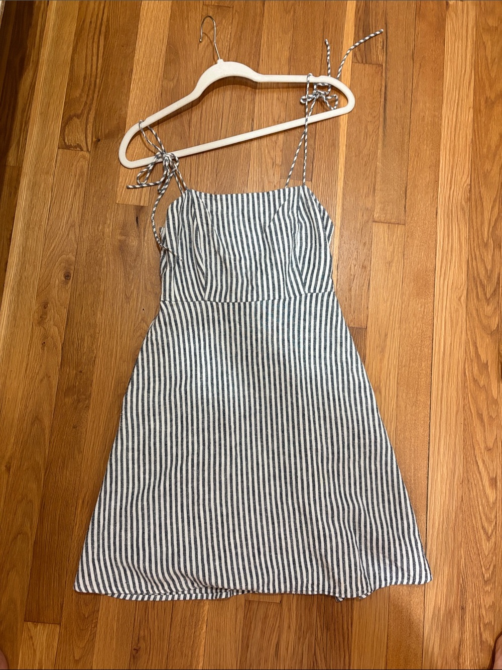 Old Navy Blue & White Striped Tie-Shoulder Mini Dress